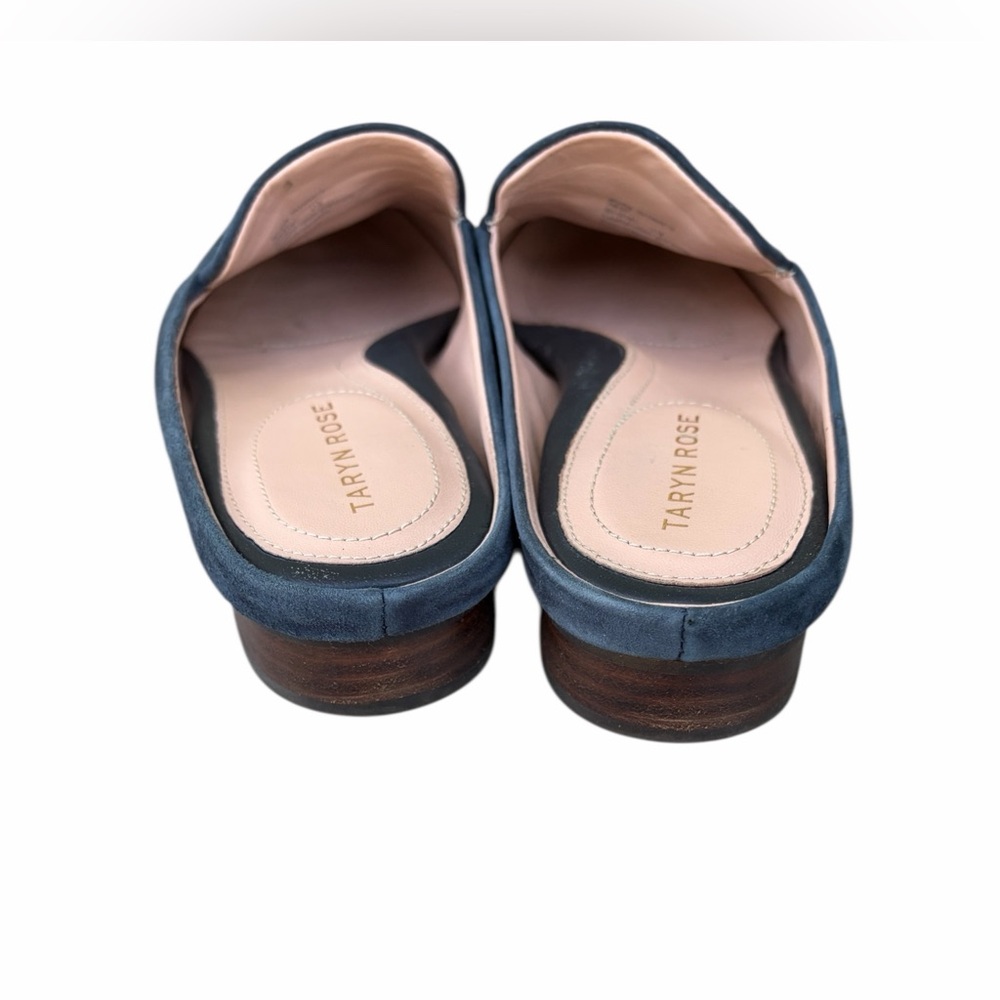 Taryn Rose Blythe navy suede mule with rosette detail. - Picture 4 of 8